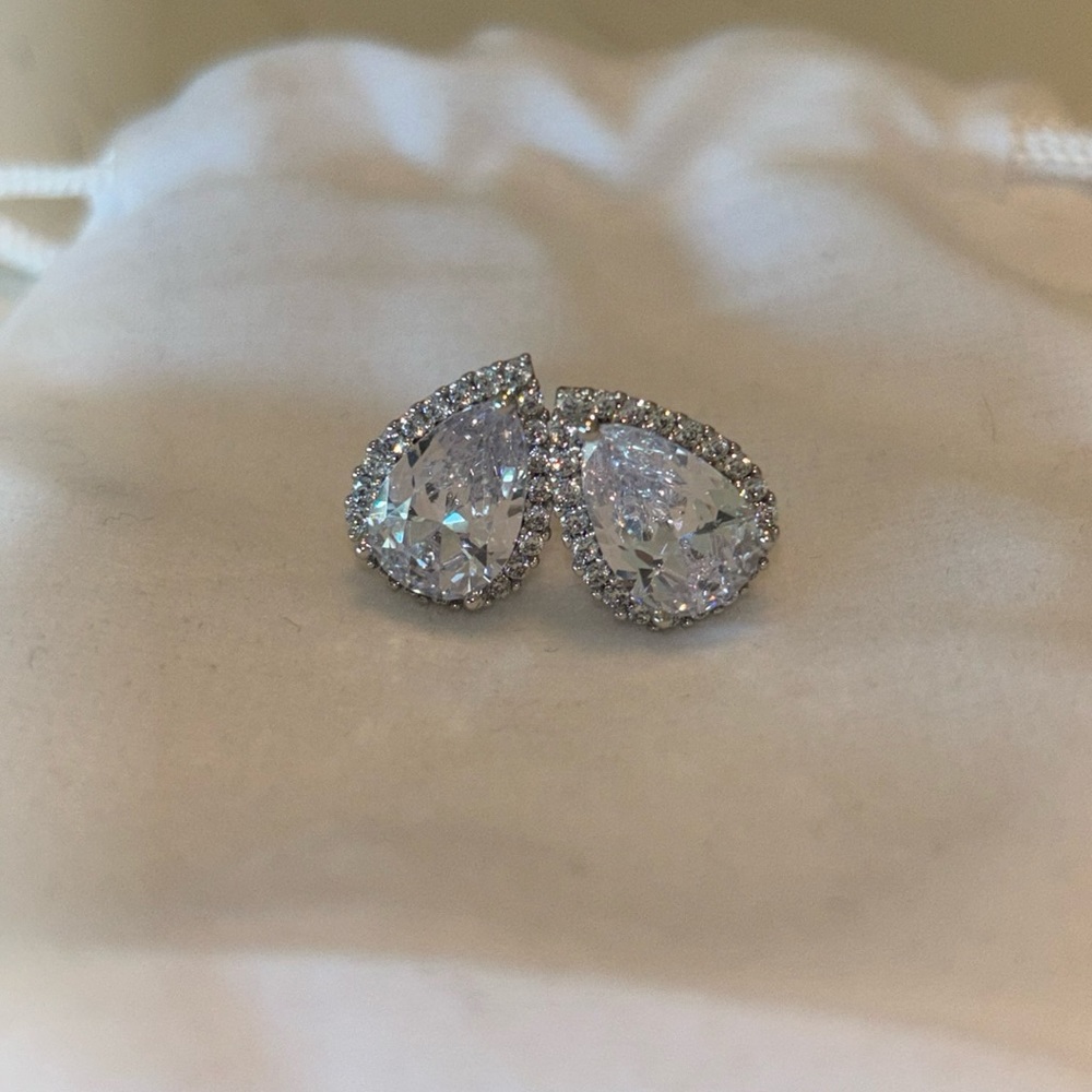 Tear Drop CZ Statement Earrings